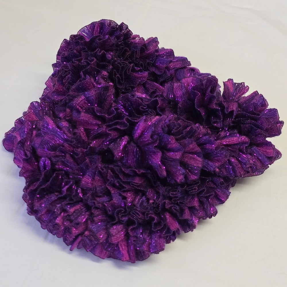 Handmade Ruffle Ribbon Scarf Purple Women